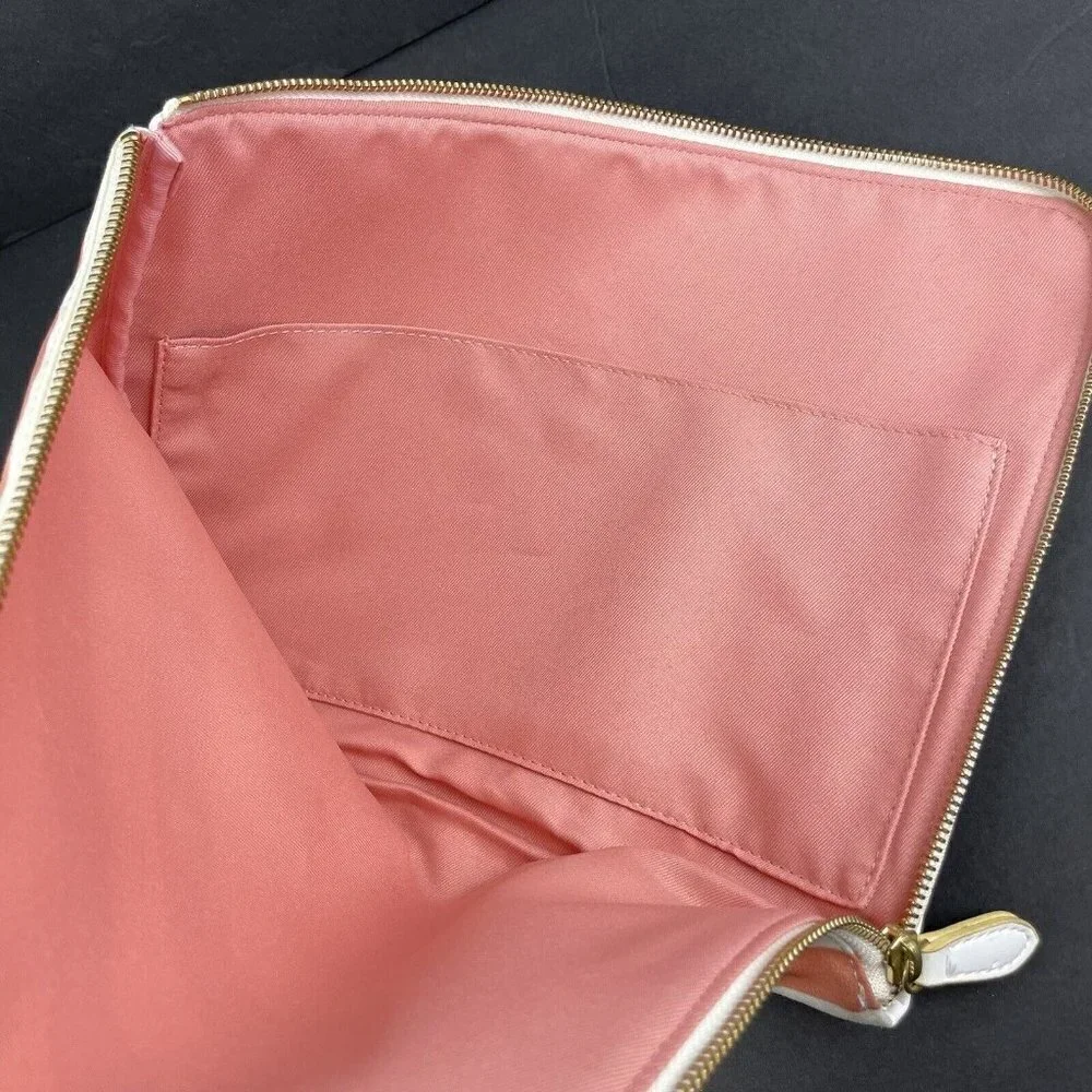Samantha Thavasa Petit Choice Clutch Peach White Striped Canvas‎ Polyester
